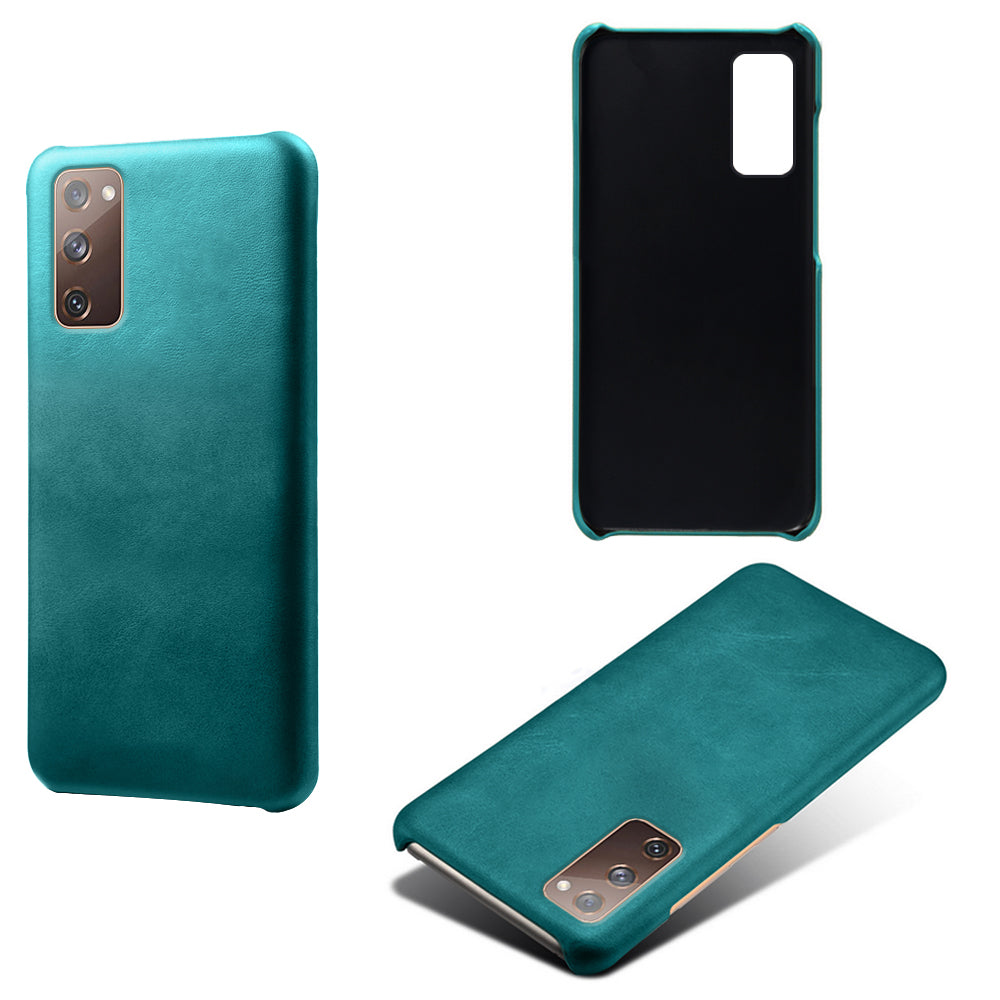 PU Leather Coated PC Case for Samsung Galaxy S20 FE 4G/5G/S20 Lite/S20 FE 2022 Protector Cover - Green