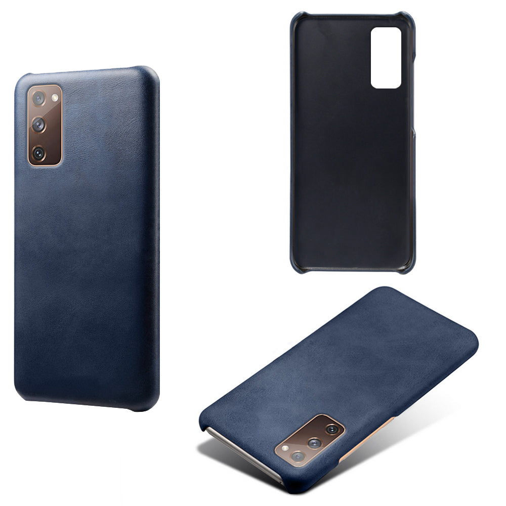 PU Leather Coated PC Case for Samsung Galaxy S20 FE 4G/5G/S20 Lite/S20 FE 2022 Protector Cover - Blue