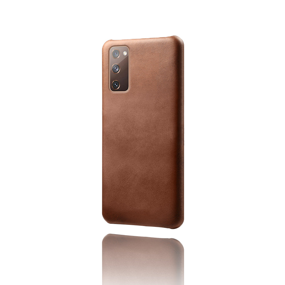 PU Leather Coated PC Case for SSamsung Galaxy S20 FE 4G/5G/S20 Lite/S20 FE 2022 Protector Cover - Brown