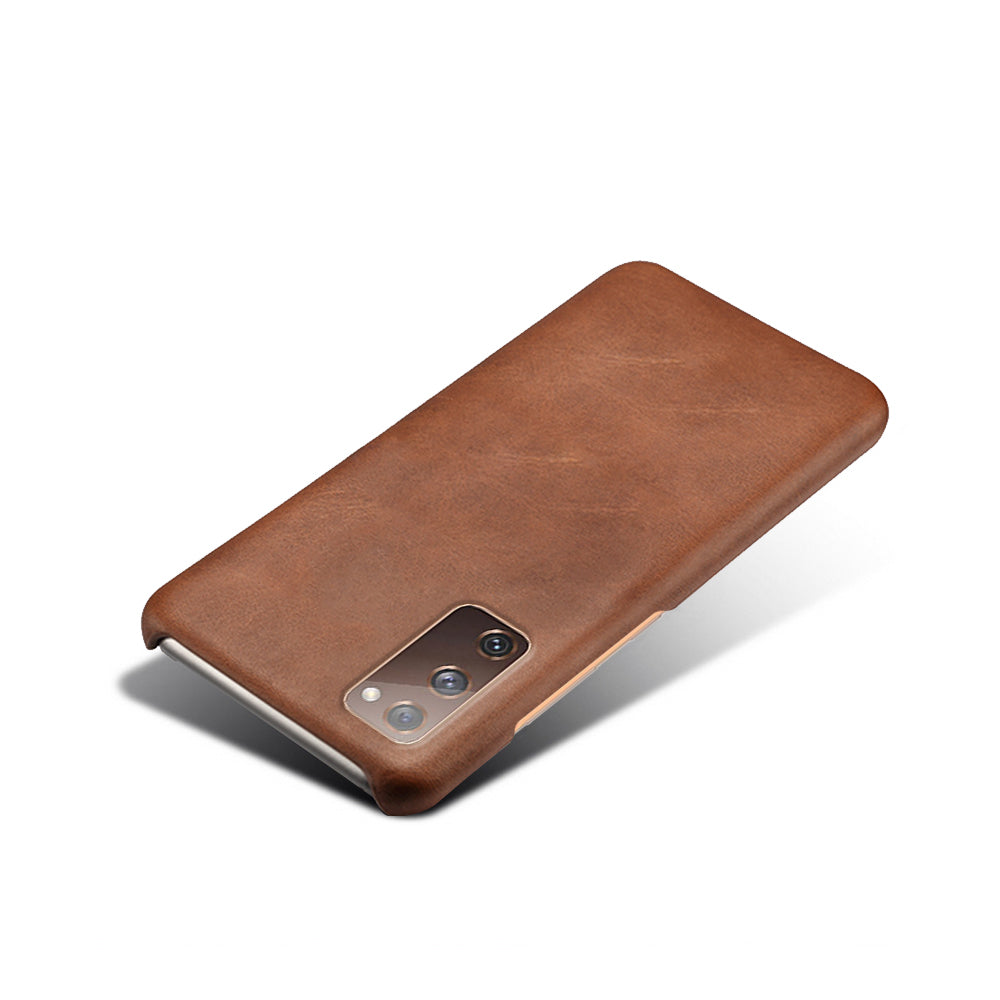 PU Leather Coated PC Case for SSamsung Galaxy S20 FE 4G/5G/S20 Lite/S20 FE 2022 Protector Cover - Brown