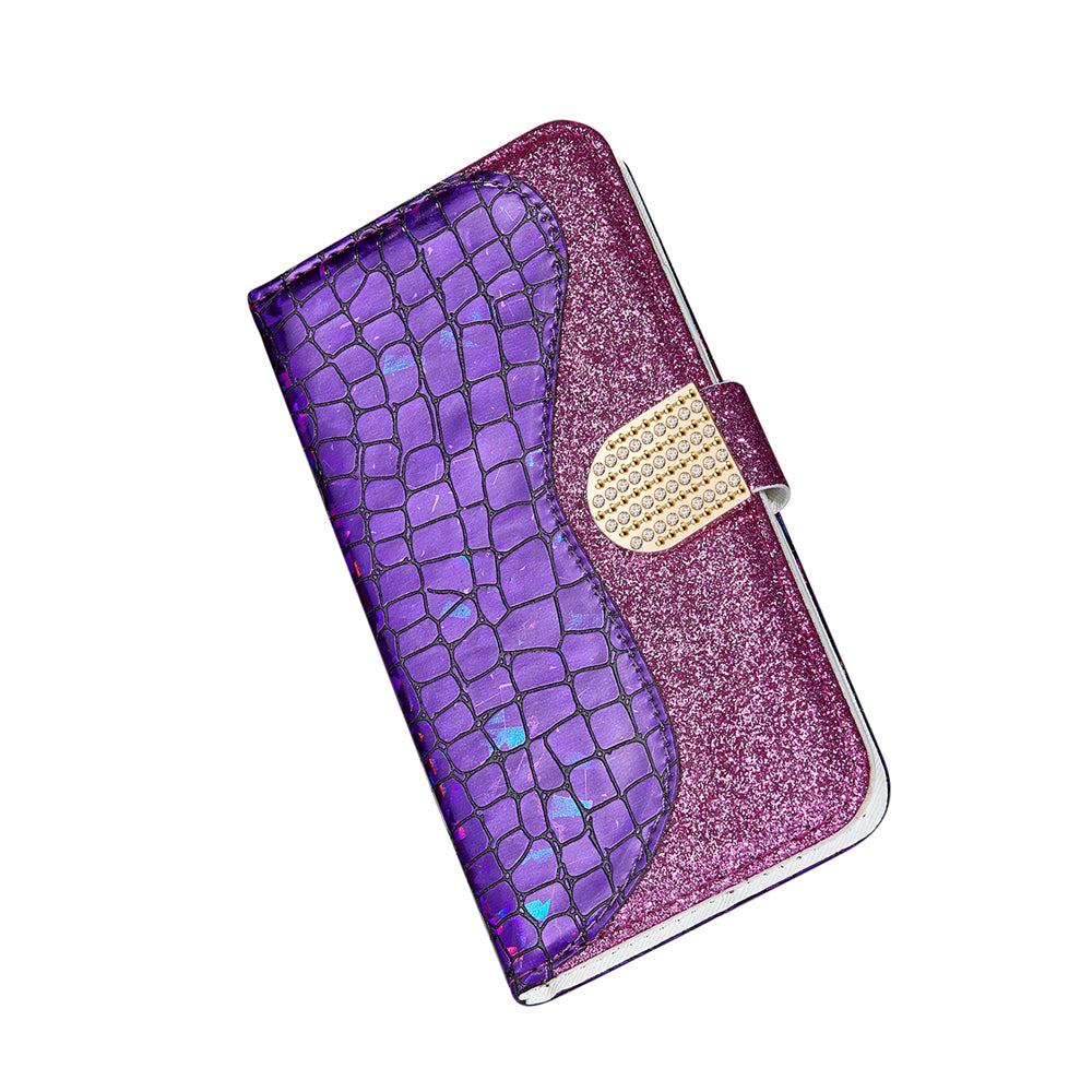 For Samsung Galaxy S20 FE 4G/5G/S20 Lite/S20 FE 2022Crocodile Texture Flash Powder Leather Shell with Stand Case - Purple