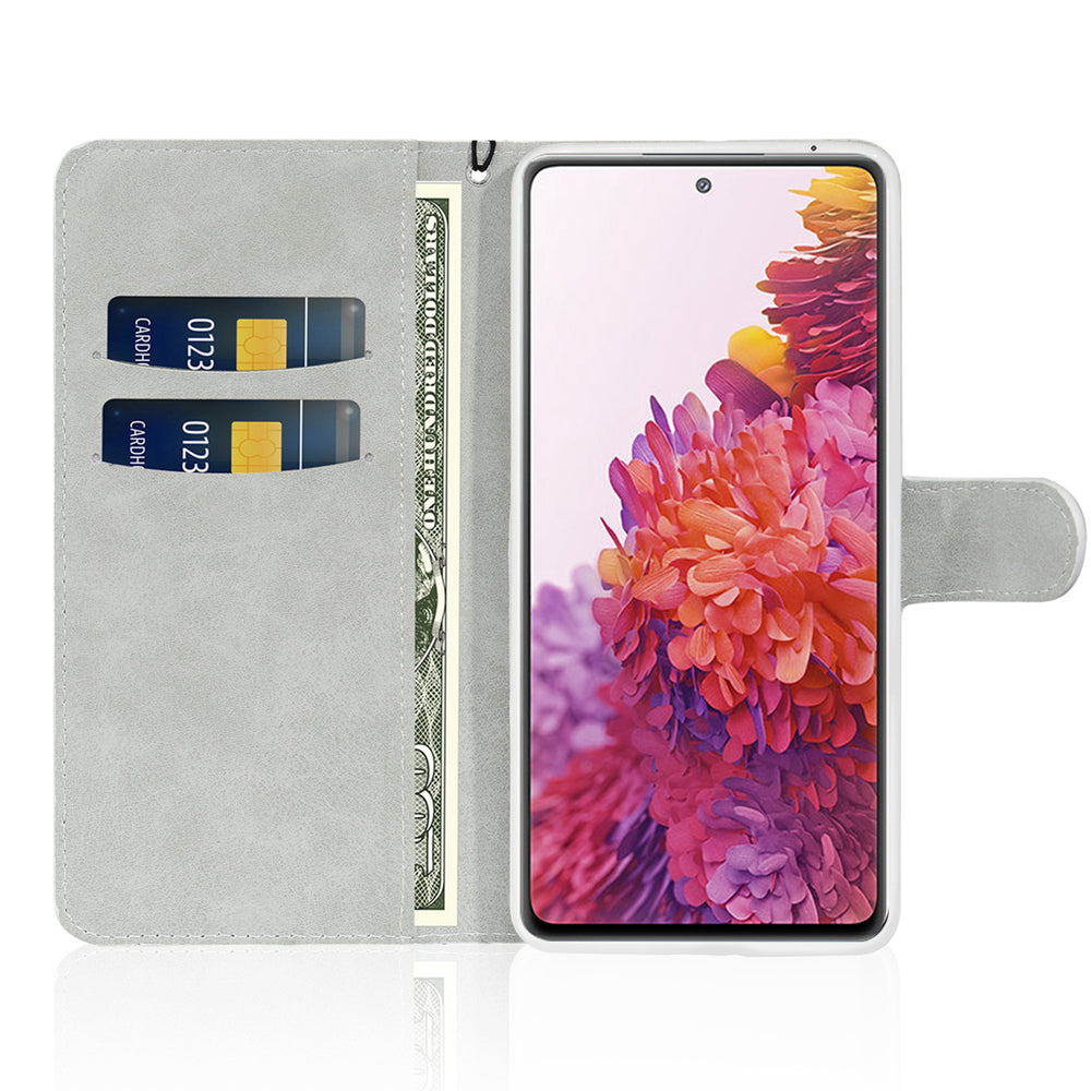 For Samsung Galaxy S20 FE 4G/5G/S20 Lite/S20 FE 2022 Glittery Powder Splicing Leather Wallet Stand Phone Cover - Silver