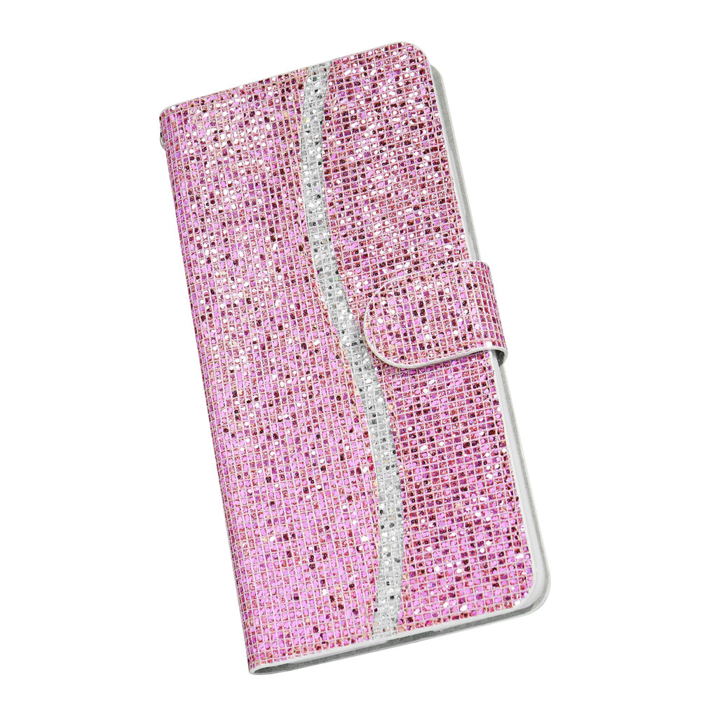 For Samsung Galaxy S20 FE 4G/5G/S20 Lite/S20 FE 2022 Glittery Powder Splicing Leather Wallet Stand Phone Cover - Rose Gold