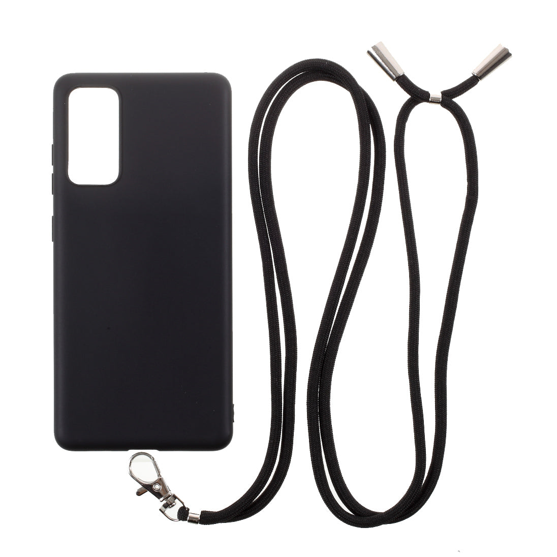 Solid Color Candy TPU Cover with Lanyard for Samsung Galaxy S20 FE/S20 Fan Edition/S20 FE 5G/S20 Fan Edition 5G - Black