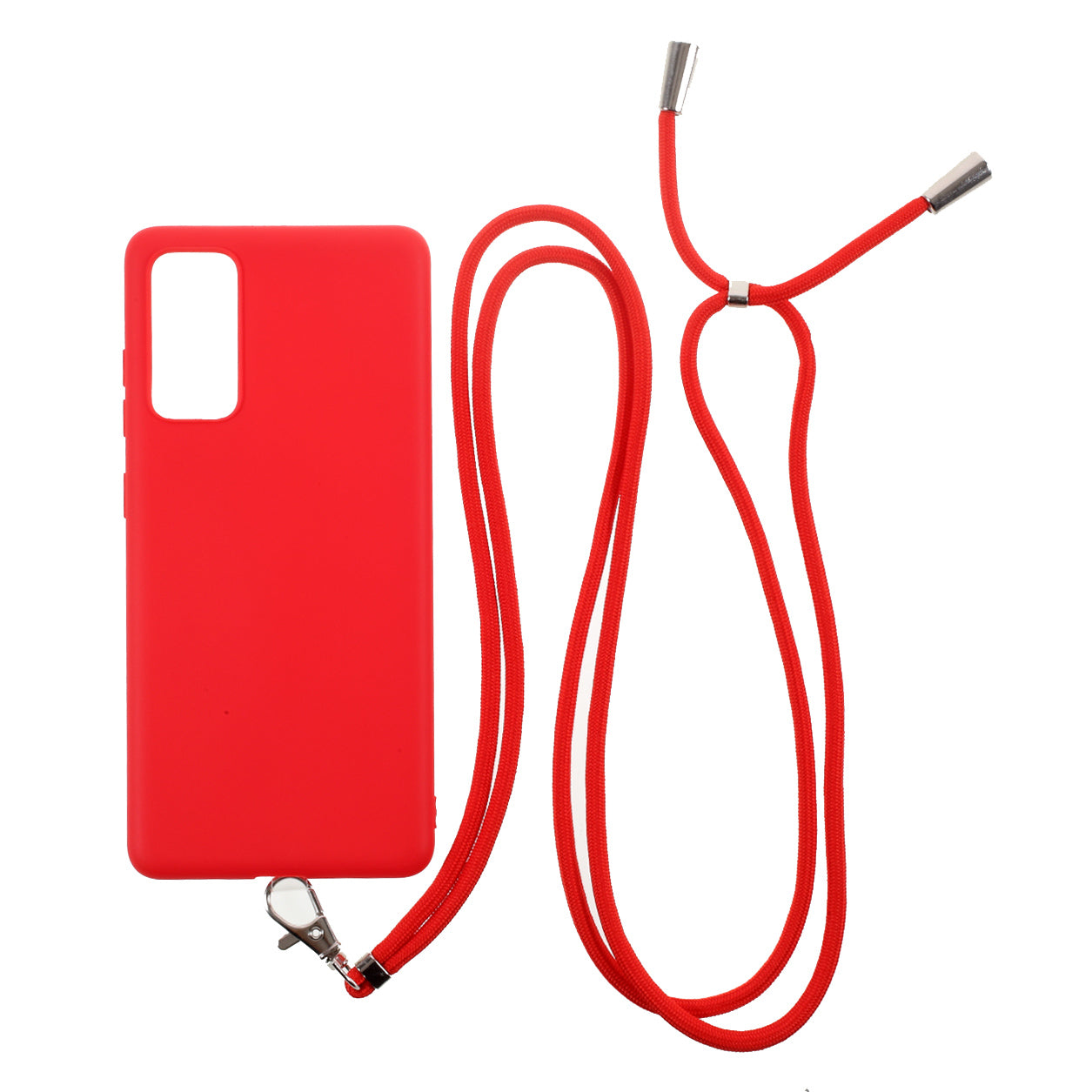 Solid Color Candy TPU Cover with Lanyard for Samsung Galaxy S20 FE/S20 Fan Edition/S20 FE 5G/S20 Fan Edition 5G - Red