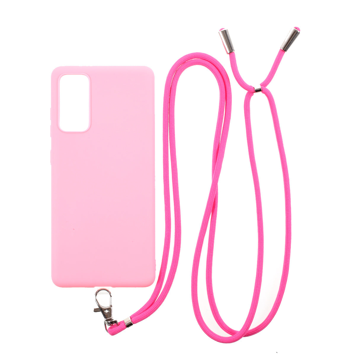 Solid Color Candy TPU Cover with Lanyard for Samsung Galaxy S20 FE/S20 Fan Edition/S20 FE 5G/S20 Fan Edition 5G - Rose