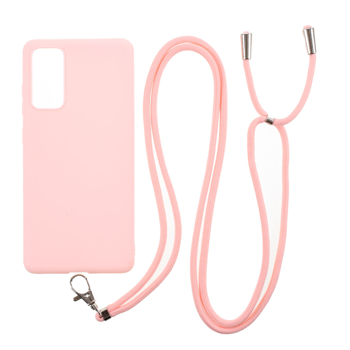 Solid Color Candy TPU Cover with Lanyard for Samsung Galaxy S20 FE/S20 Fan Edition/S20 FE 5G/S20 Fan Edition 5G - Pink