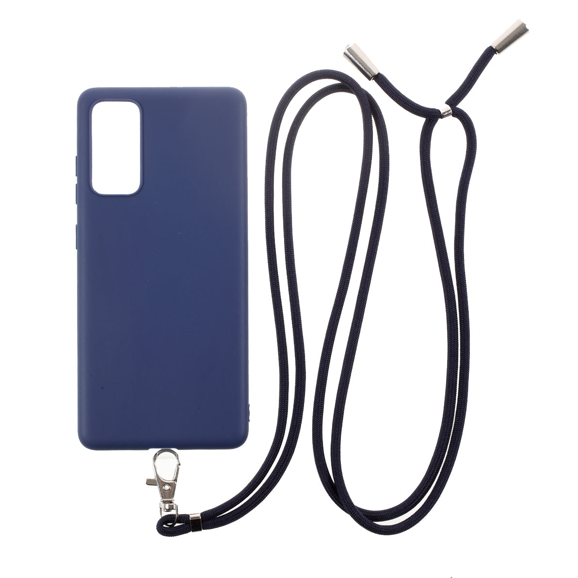 Solid Color Candy TPU Cover with Lanyard for Samsung Galaxy S20 FE/S20 Fan Edition/S20 FE 5G/S20 Fan Edition 5G - Dark Blue