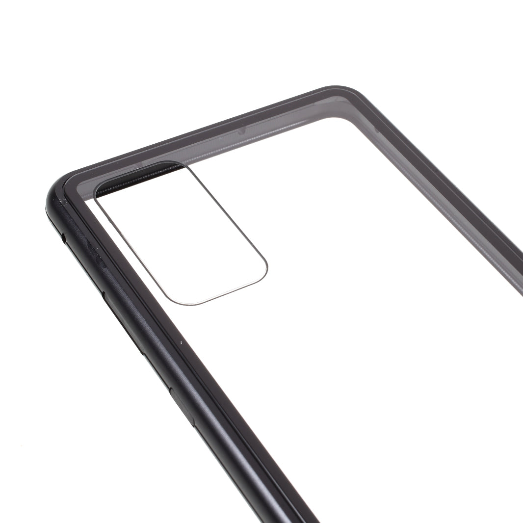 Magnetic Adsorption Metal Frame + Tempered Glass Back Protector Cover for Samsung Galaxy S20 FE/S20 Fan Edition/S20 FE 5G/S20 Fan Edition 5G - Black