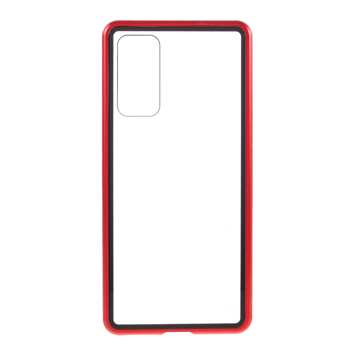 Magnetic Adsorption Metal Frame + Tempered Glass Back Protector Cover for Samsung Galaxy S20 FE/S20 Fan Edition/S20 FE 5G/S20 Fan Edition 5G - Red