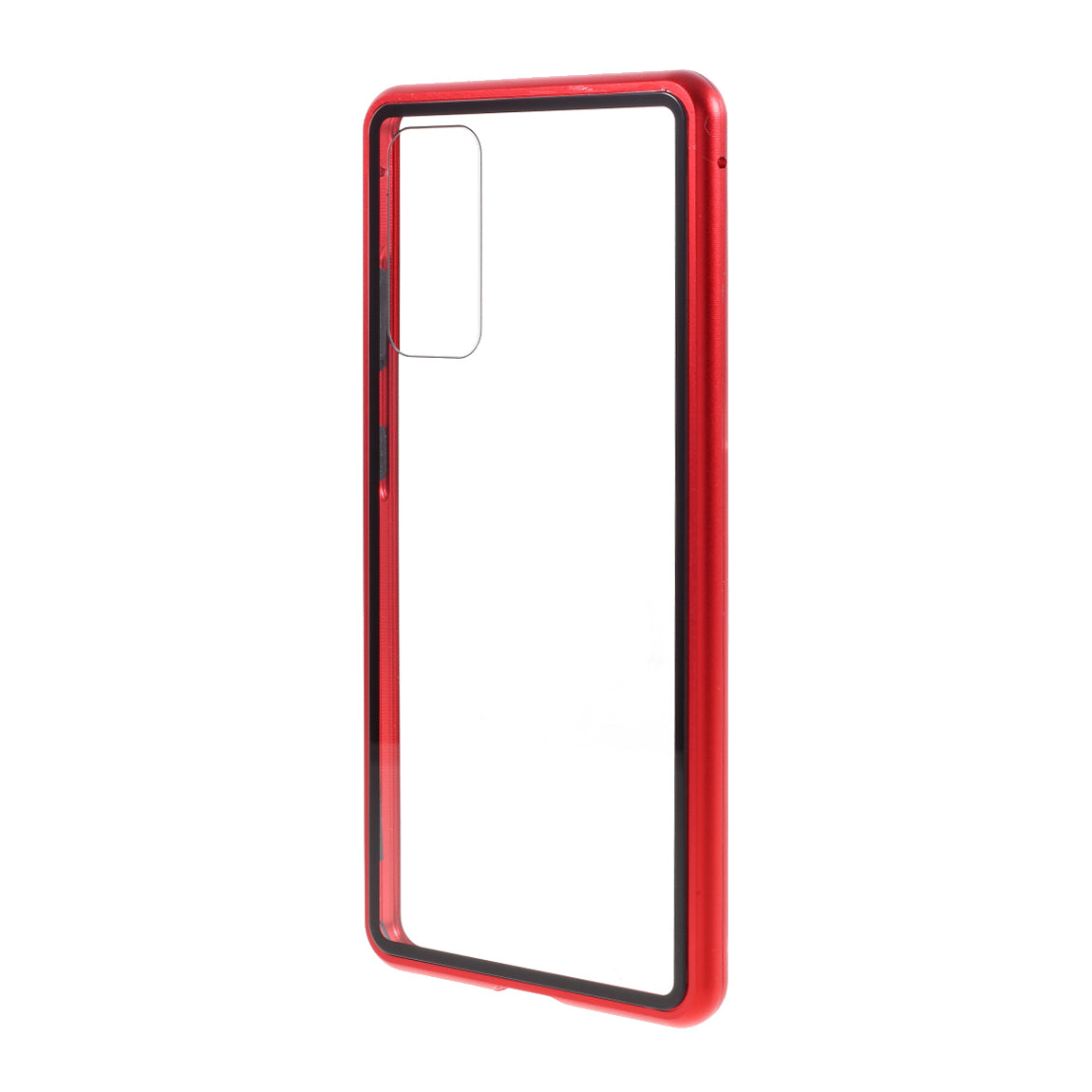 Magnetic Adsorption Metal Frame + Tempered Glass Back Protector Cover for Samsung Galaxy S20 FE/S20 Fan Edition/S20 FE 5G/S20 Fan Edition 5G - Red