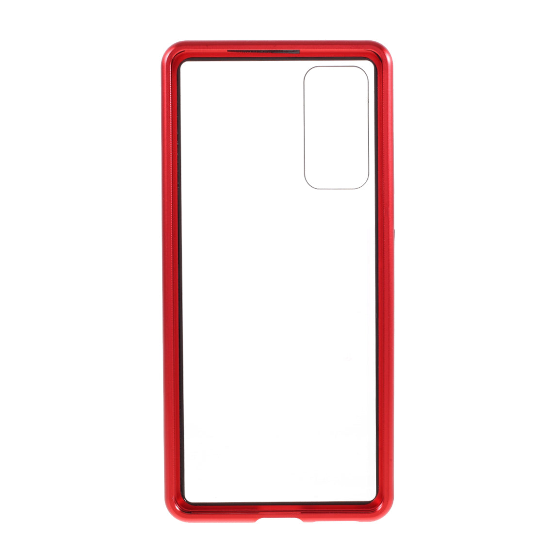 Magnetic Adsorption Metal Frame + Tempered Glass Back Protector Cover for Samsung Galaxy S20 FE/S20 Fan Edition/S20 FE 5G/S20 Fan Edition 5G - Red