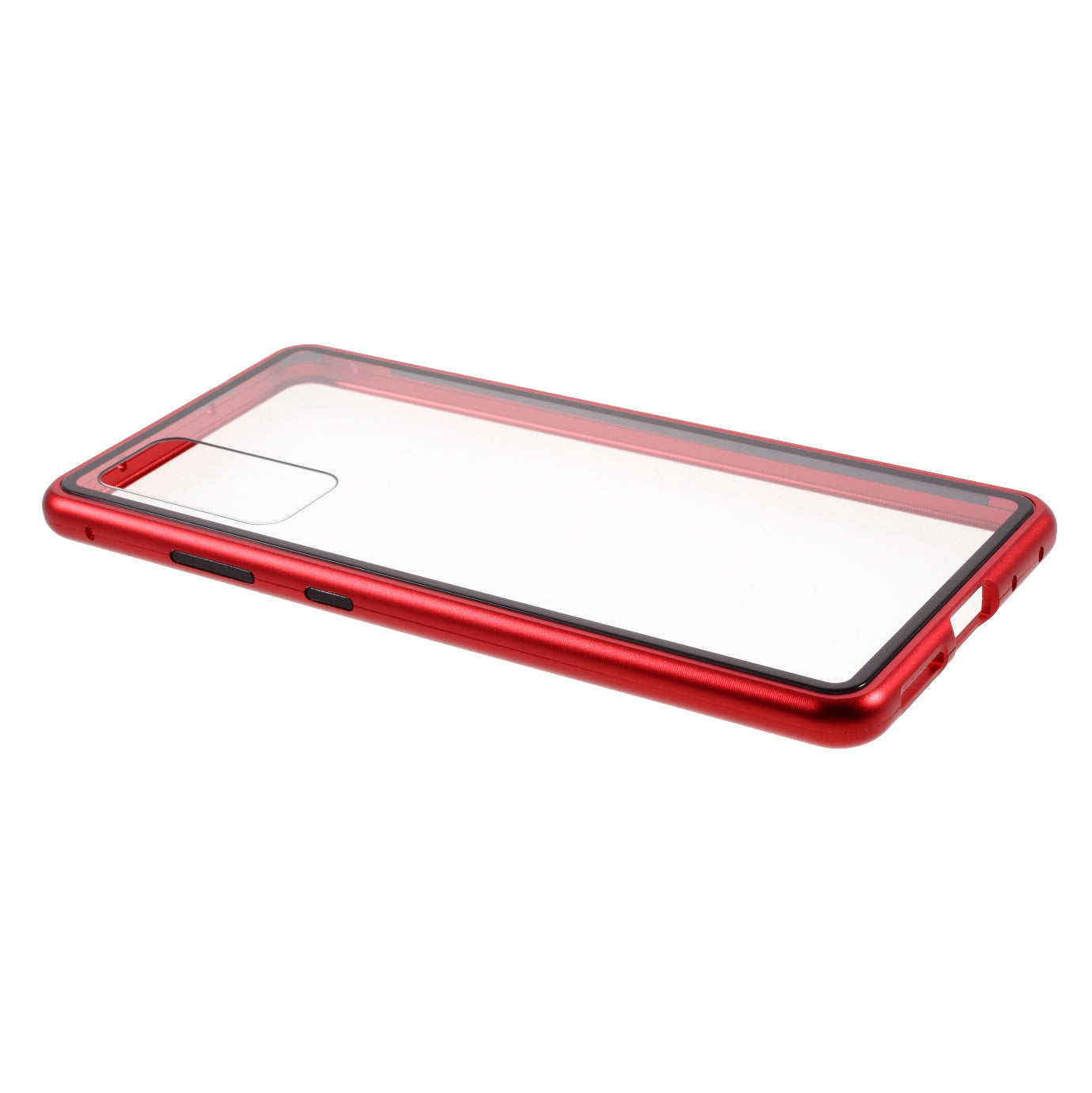 Magnetic Adsorption Metal Frame + Tempered Glass Back Protector Cover for Samsung Galaxy S20 FE/S20 Fan Edition/S20 FE 5G/S20 Fan Edition 5G - Red