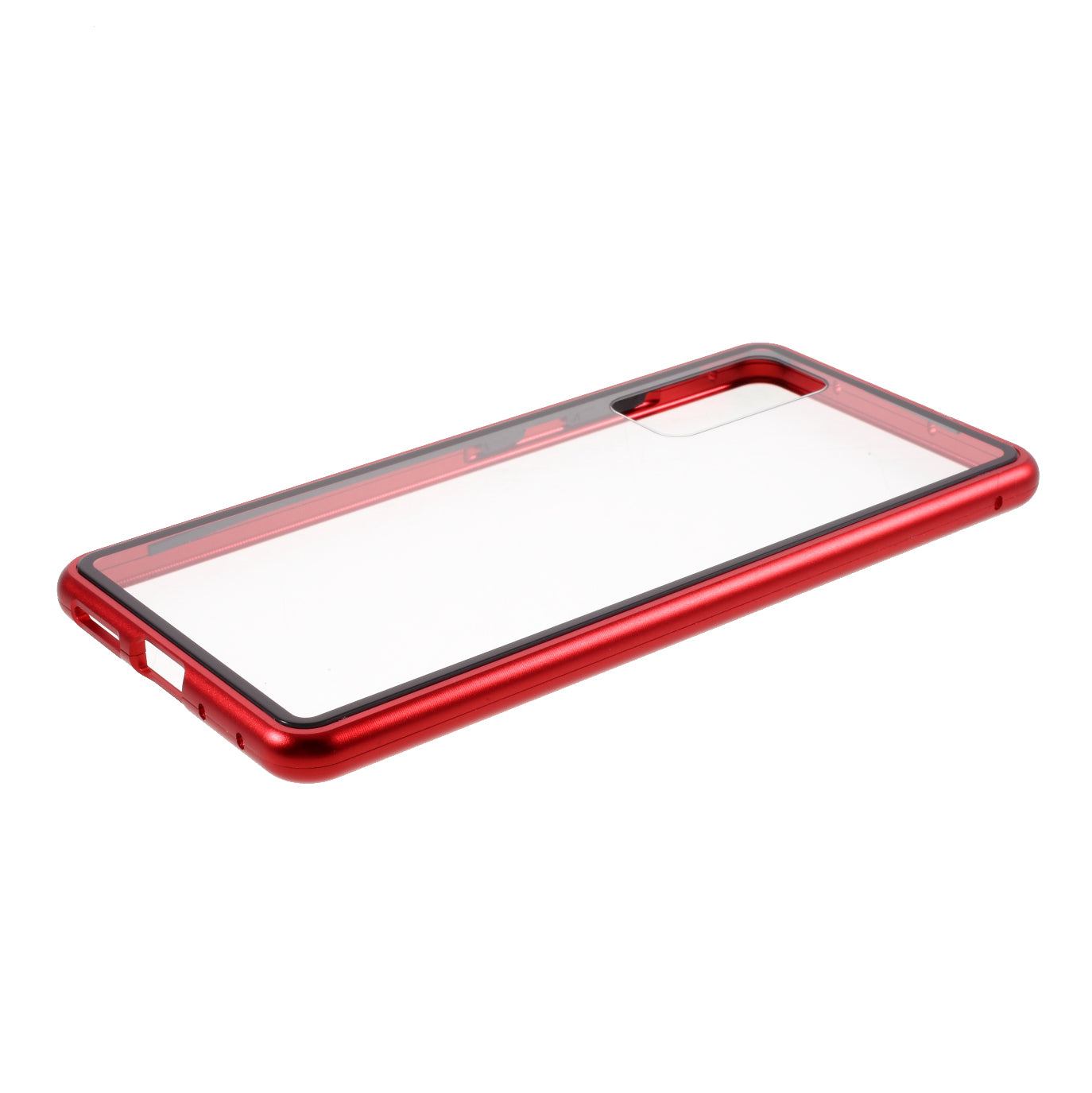 Magnetic Adsorption Metal Frame + Tempered Glass Back Protector Cover for Samsung Galaxy S20 FE/S20 Fan Edition/S20 FE 5G/S20 Fan Edition 5G - Red