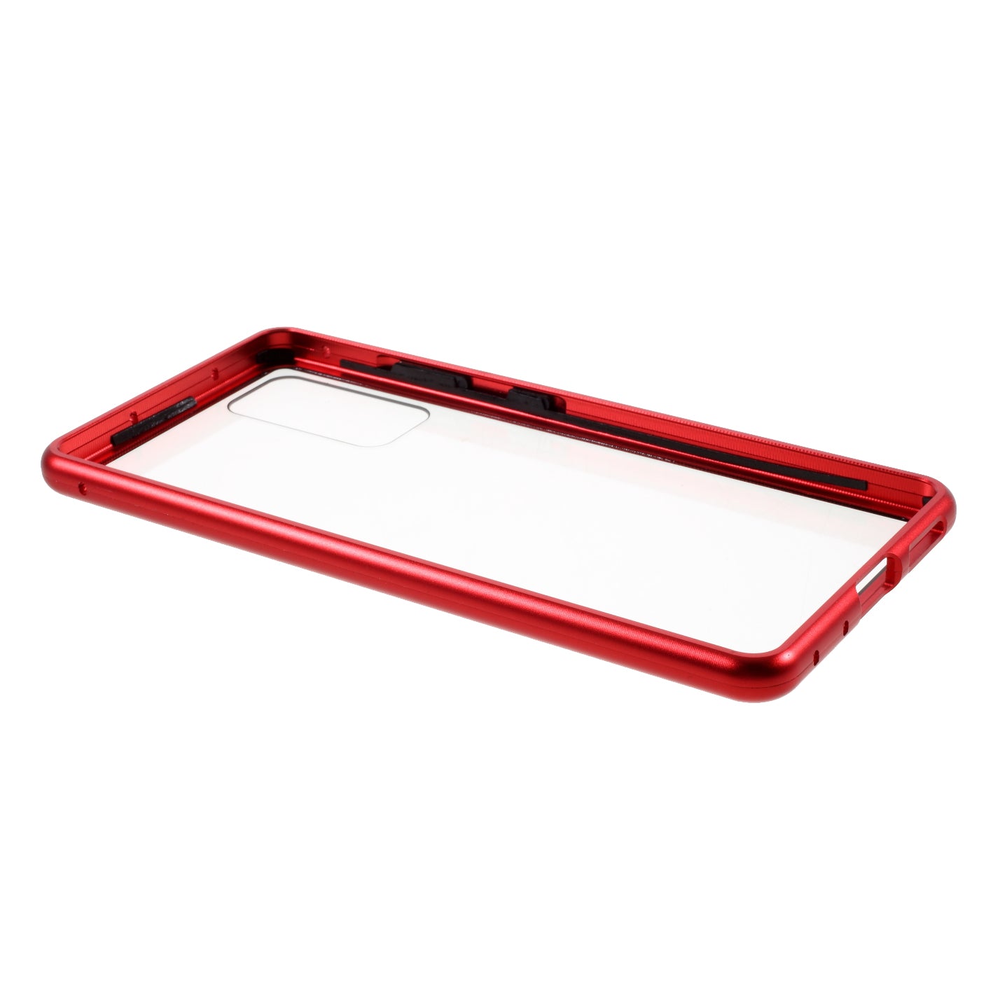 Magnetic Adsorption Metal Frame + Tempered Glass Back Protector Cover for Samsung Galaxy S20 FE/S20 Fan Edition/S20 FE 5G/S20 Fan Edition 5G - Red