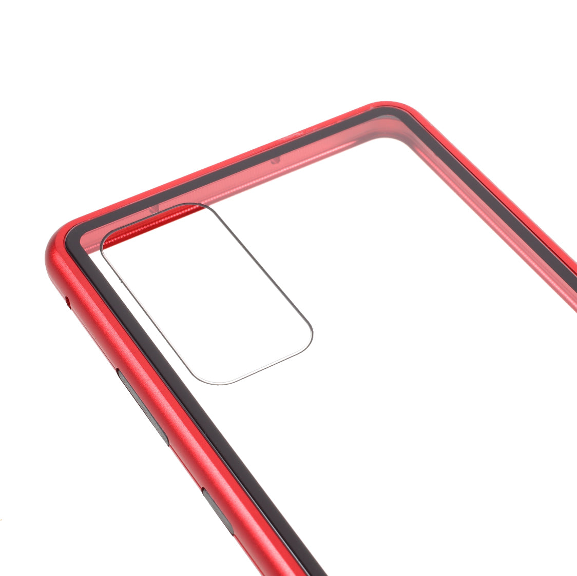 Magnetic Adsorption Metal Frame + Tempered Glass Back Protector Cover for Samsung Galaxy S20 FE/S20 Fan Edition/S20 FE 5G/S20 Fan Edition 5G - Red