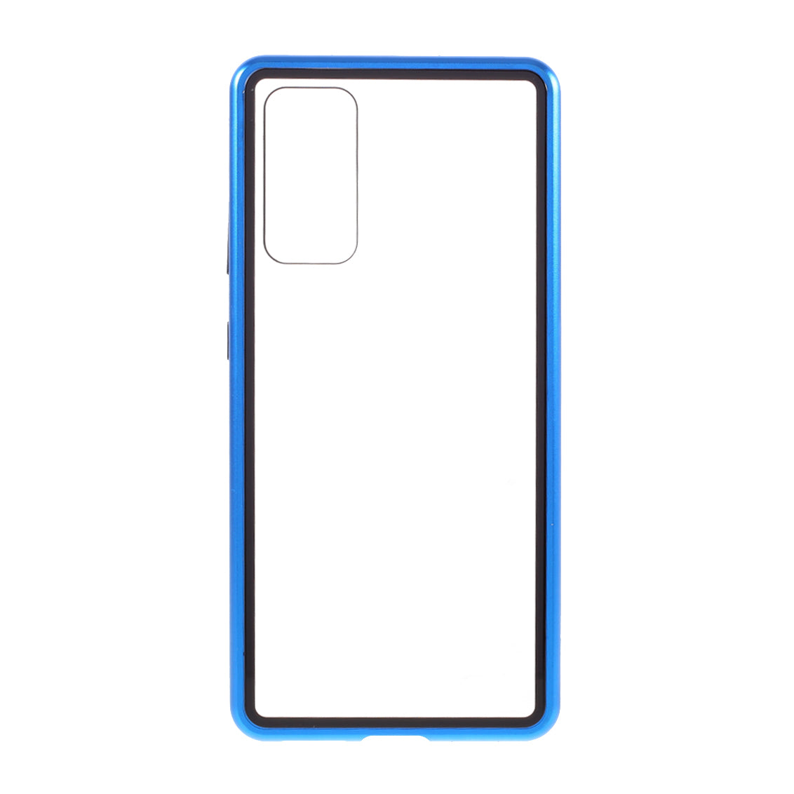 Magnetic Adsorption Metal Frame + Tempered Glass Back Protector Cover for Samsung Galaxy S20 FE/S20 Fan Edition/S20 FE 5G/S20 Fan Edition 5G - Blue