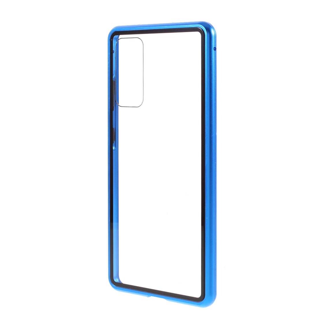 Magnetic Adsorption Metal Frame + Tempered Glass Back Protector Cover for Samsung Galaxy S20 FE/S20 Fan Edition/S20 FE 5G/S20 Fan Edition 5G - Blue