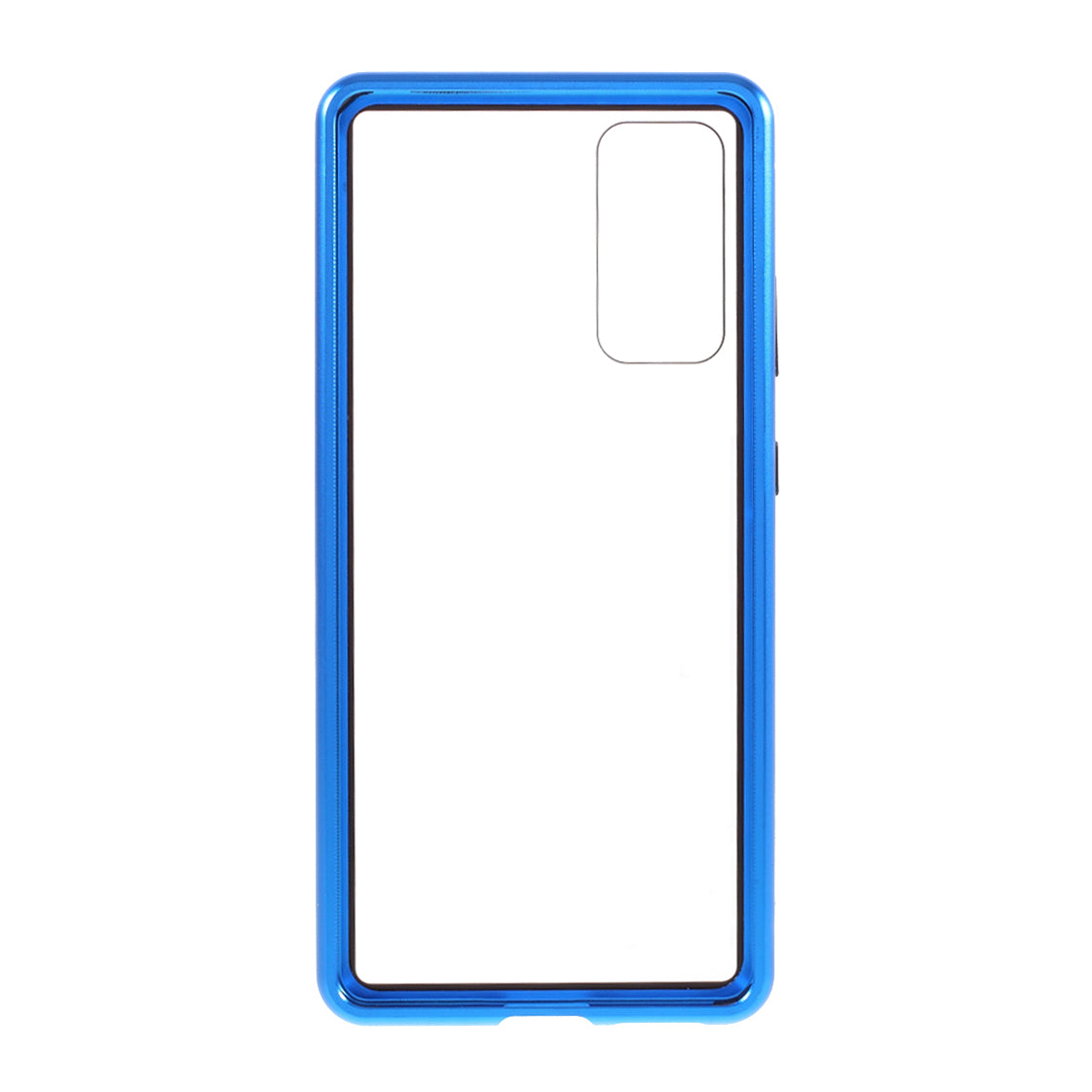 Magnetic Adsorption Metal Frame + Tempered Glass Back Protector Cover for Samsung Galaxy S20 FE/S20 Fan Edition/S20 FE 5G/S20 Fan Edition 5G - Blue