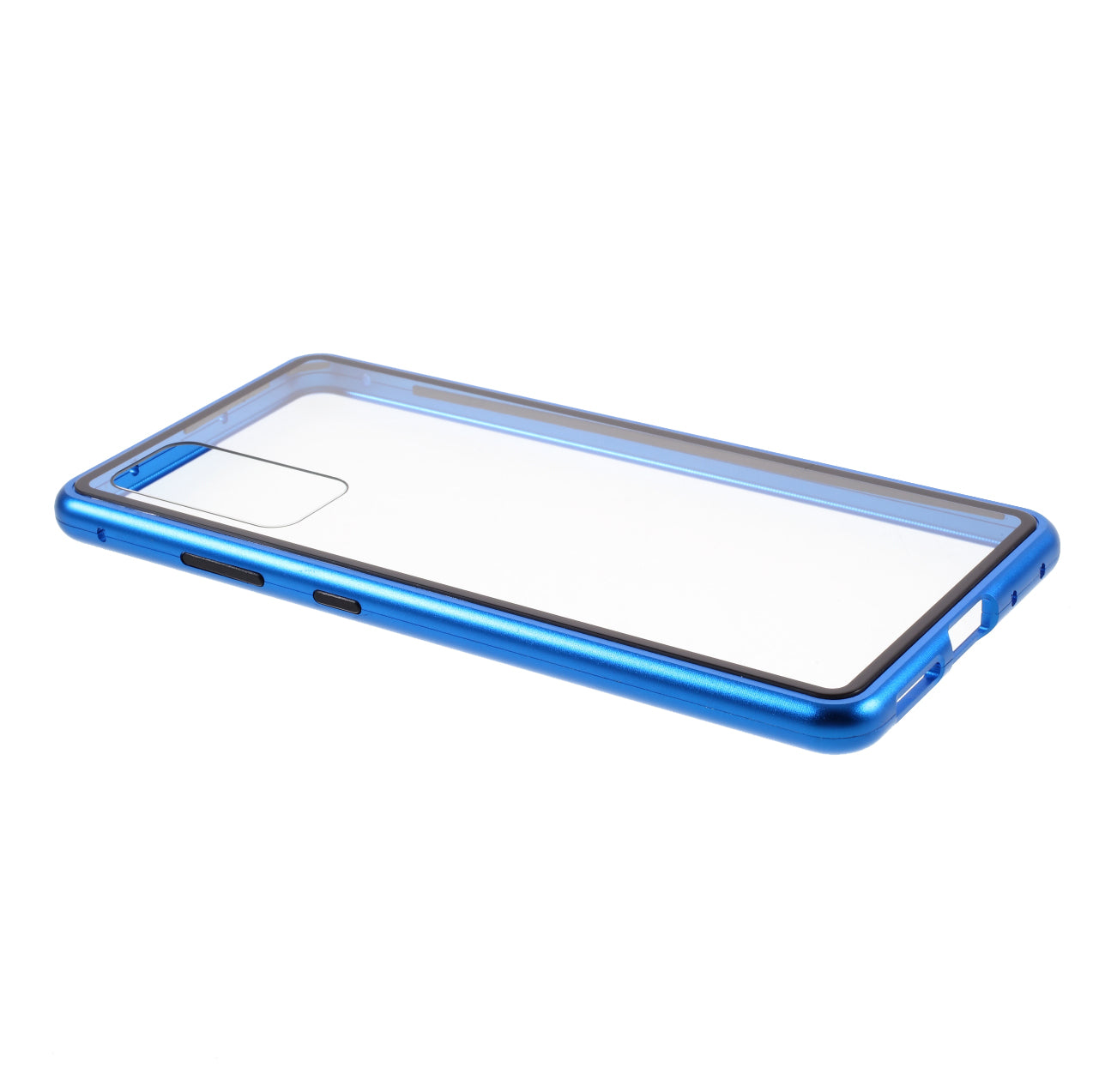 Magnetic Adsorption Metal Frame + Tempered Glass Back Protector Cover for Samsung Galaxy S20 FE/S20 Fan Edition/S20 FE 5G/S20 Fan Edition 5G - Blue