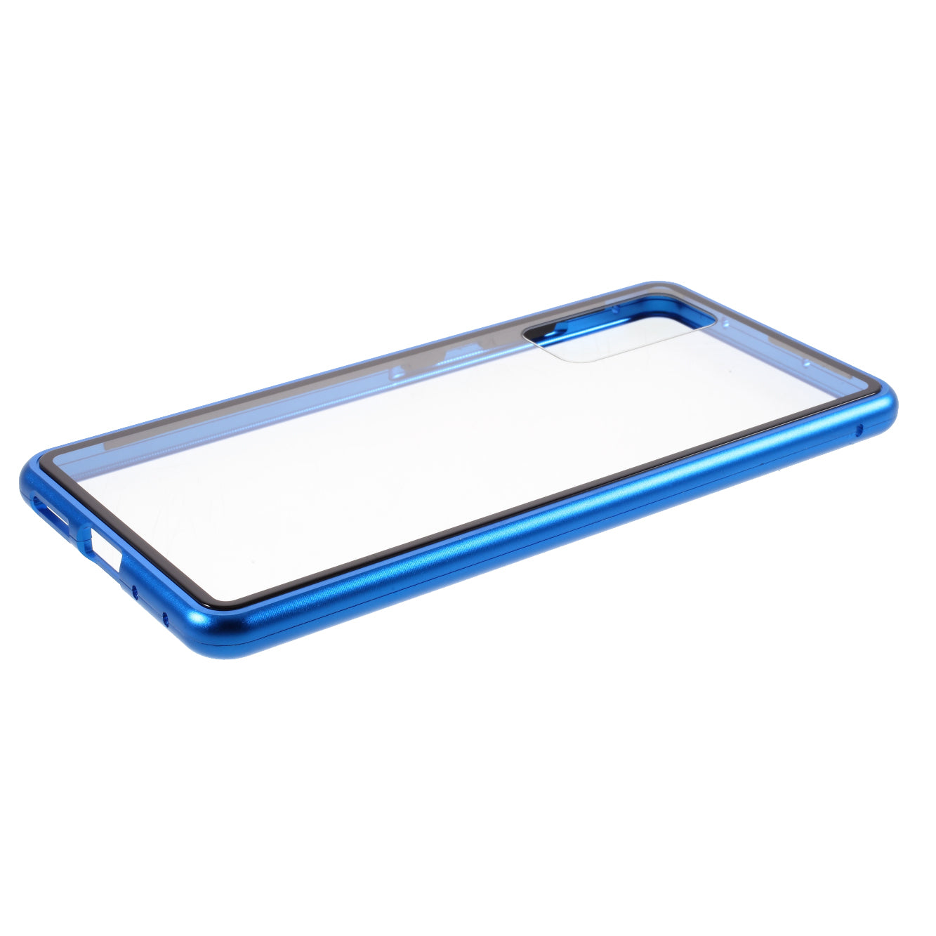 Magnetic Adsorption Metal Frame + Tempered Glass Back Protector Cover for Samsung Galaxy S20 FE/S20 Fan Edition/S20 FE 5G/S20 Fan Edition 5G - Blue