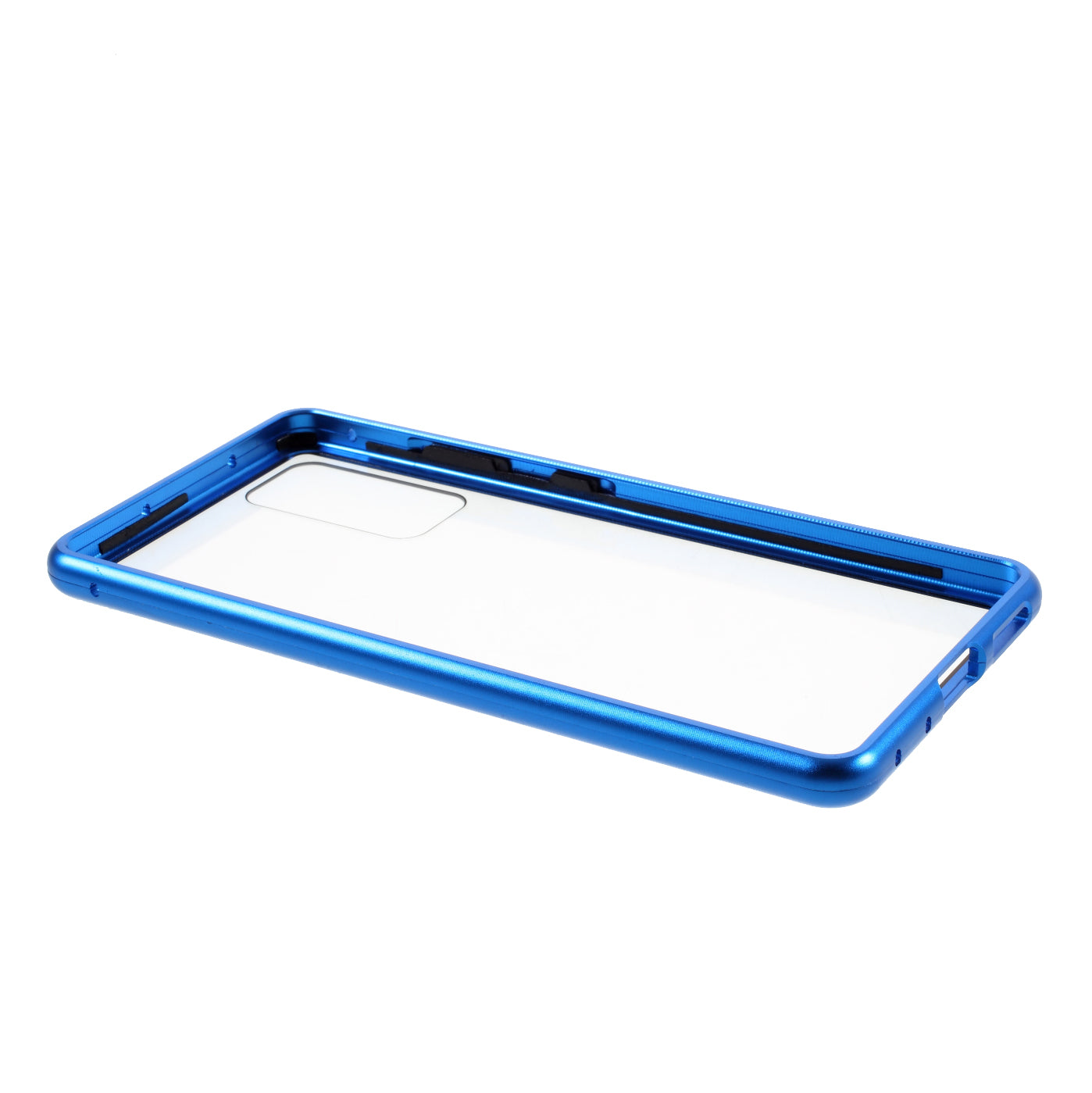 Magnetic Adsorption Metal Frame + Tempered Glass Back Protector Cover for Samsung Galaxy S20 FE/S20 Fan Edition/S20 FE 5G/S20 Fan Edition 5G - Blue