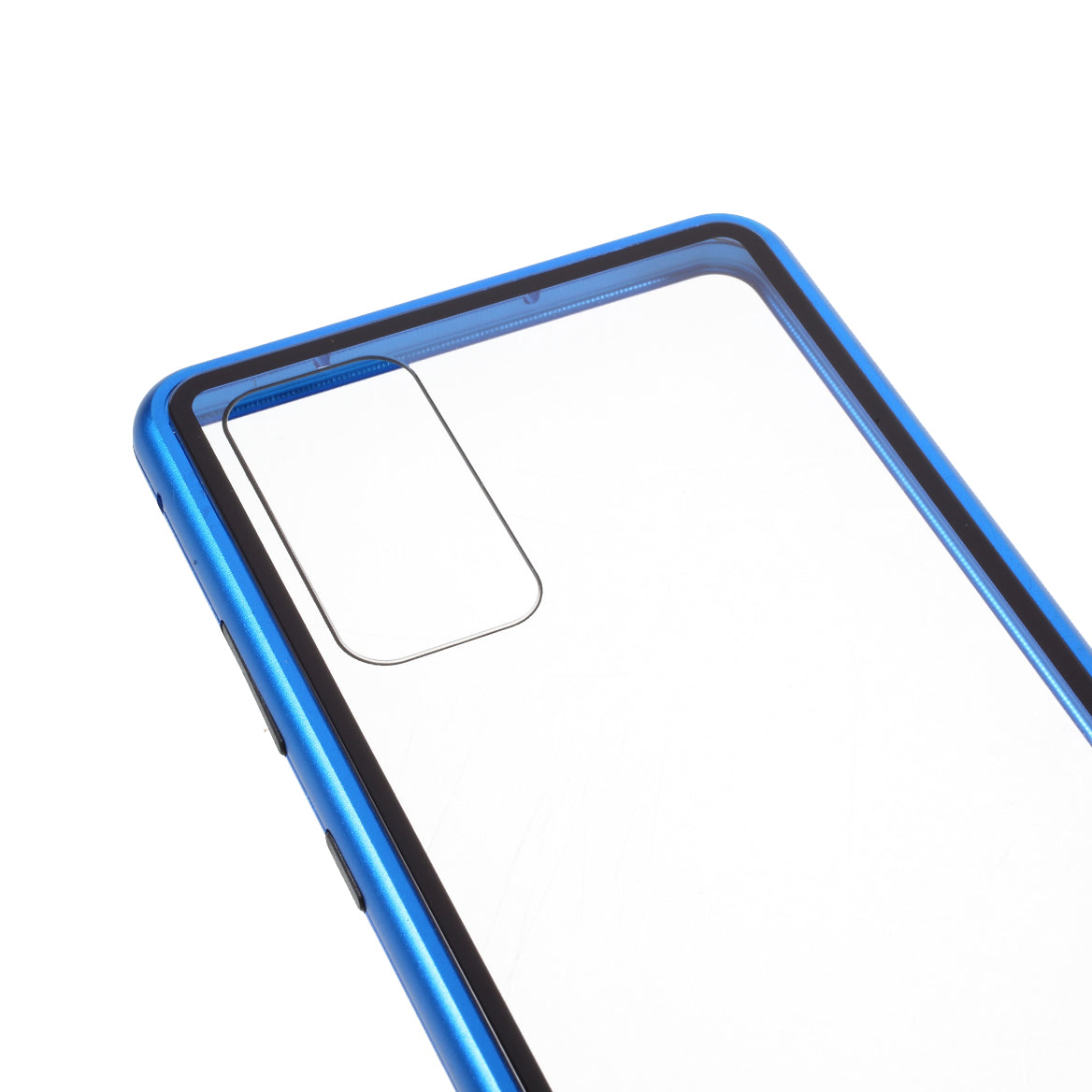 Magnetic Adsorption Metal Frame + Tempered Glass Back Protector Cover for Samsung Galaxy S20 FE/S20 Fan Edition/S20 FE 5G/S20 Fan Edition 5G - Blue