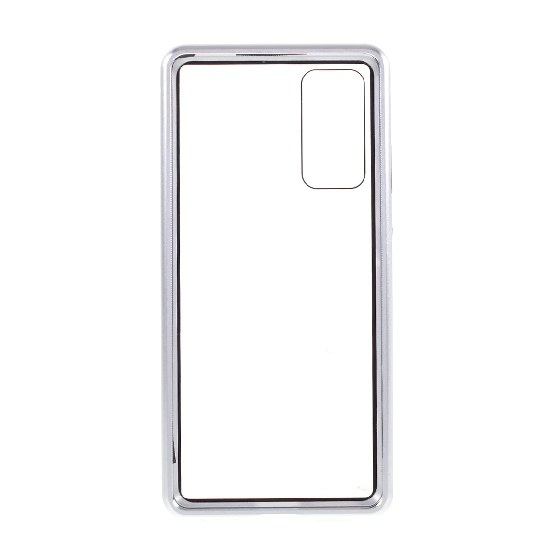 Magnetic Adsorption Metal Frame + Tempered Glass Back Protector Cover for Samsung Galaxy S20 FE/S20 Fan Edition/S20 FE 5G/S20 Fan Edition 5G - Silver