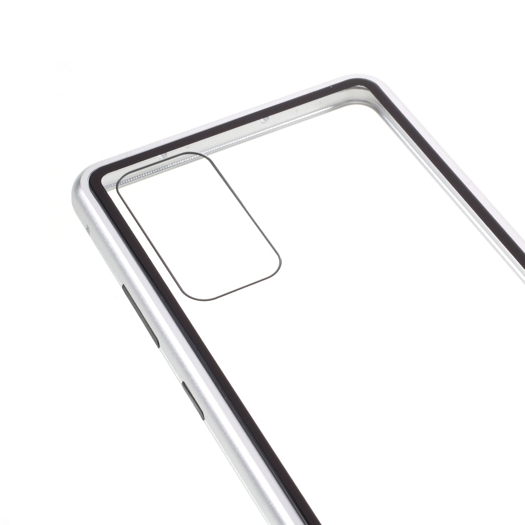 Magnetic Adsorption Metal Frame + Tempered Glass Back Protector Cover for Samsung Galaxy S20 FE/S20 Fan Edition/S20 FE 5G/S20 Fan Edition 5G - Silver