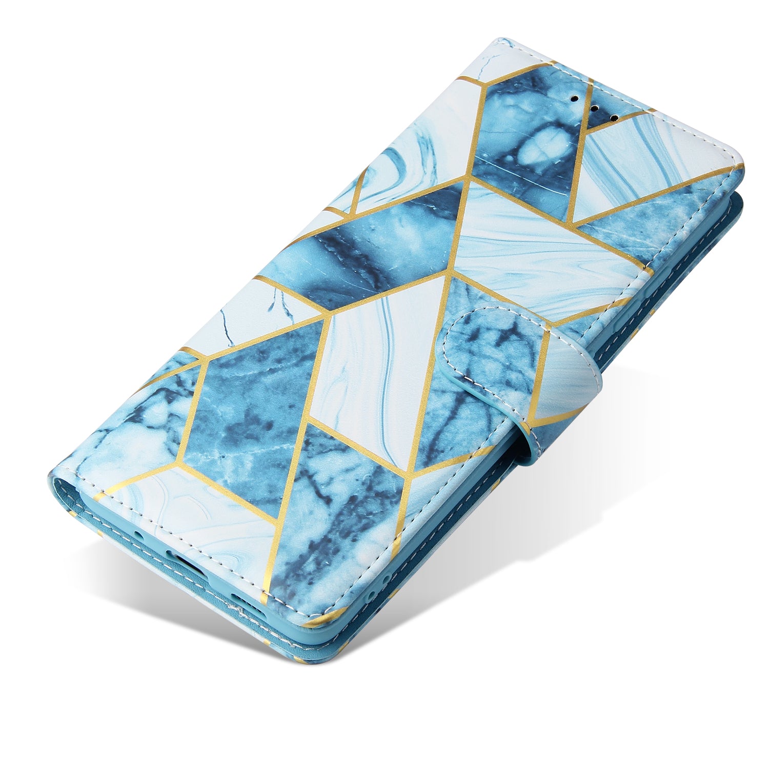 For Samsung Galaxy S20 FE 4G/5G/S20 Lite/S20 FE 2022 Lacquered Marble Pattern Leather Protection Case - Blue