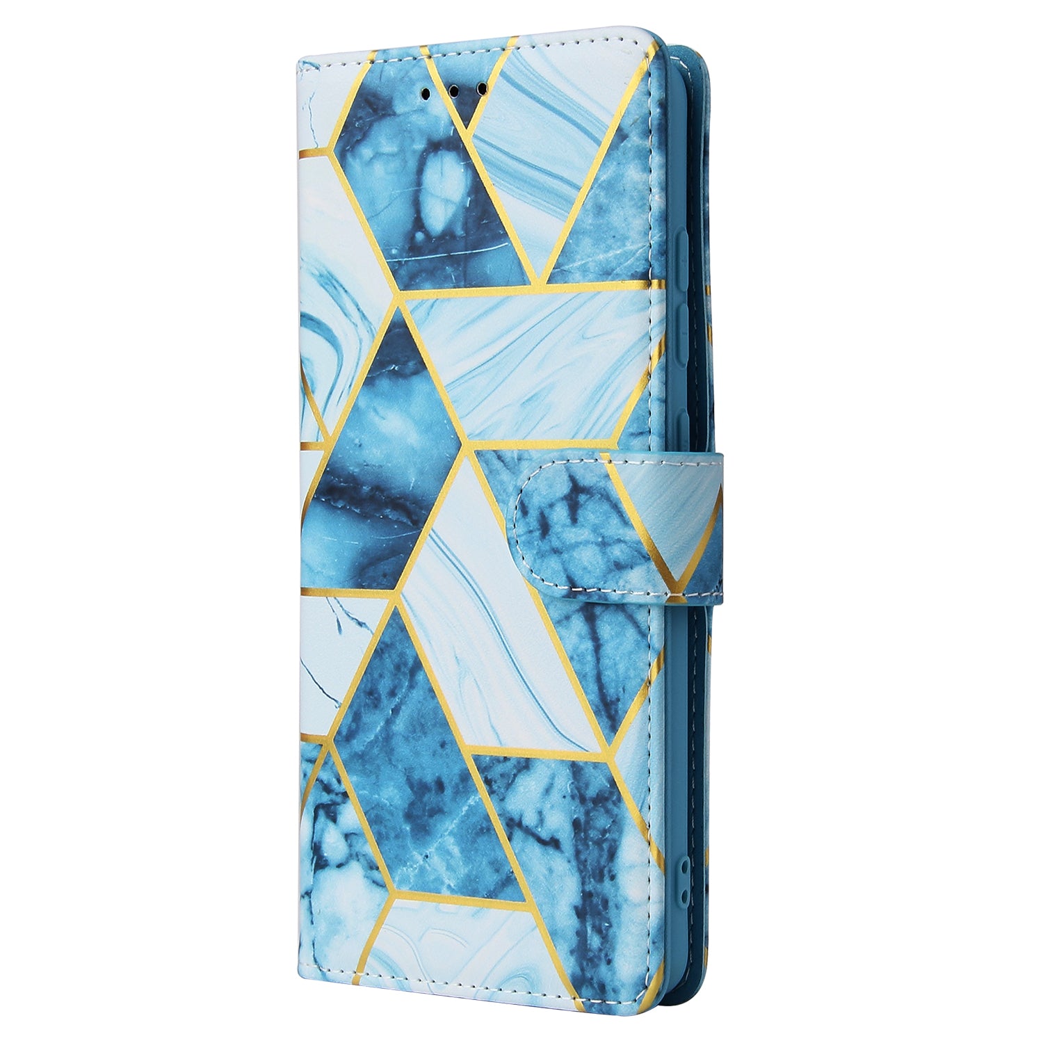 For Samsung Galaxy S20 FE 4G/5G/S20 Lite/S20 FE 2022 Lacquered Marble Pattern Leather Protection Case - Blue