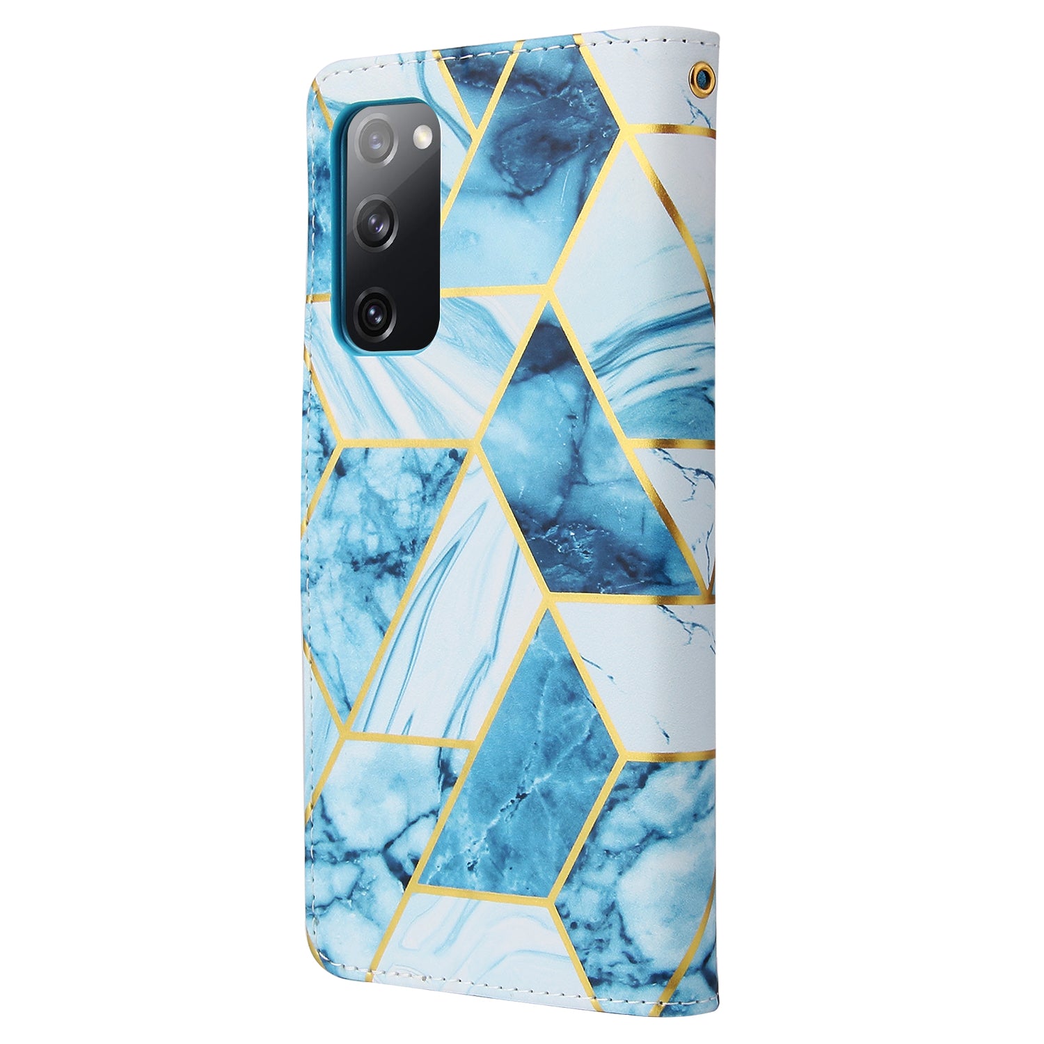 For Samsung Galaxy S20 FE 4G/5G/S20 Lite/S20 FE 2022 Lacquered Marble Pattern Leather Protection Case - Blue