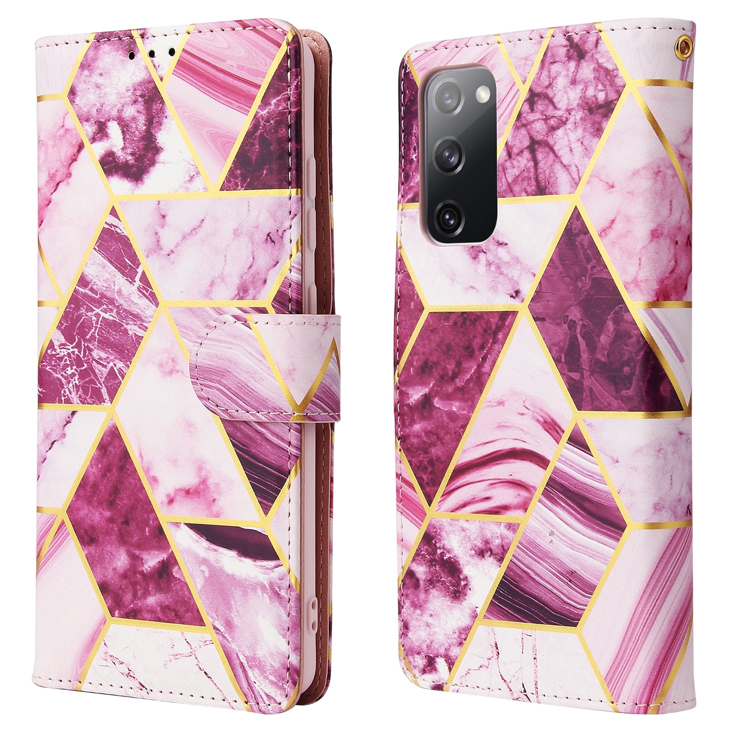 For Samsung Galaxy S20 FE 4G/5G/S20 Lite/S20 FE 2022 Lacquered Marble Pattern Leather Protection Case - Pink