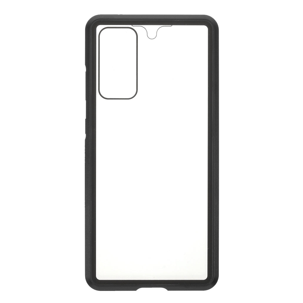 For Samsung Galaxy S20 FE 4G / 5G / S20 Lite / S20 FE 2022 Double-sided Tempered Glass + Magnetic Metal Frame Phone Case - Black