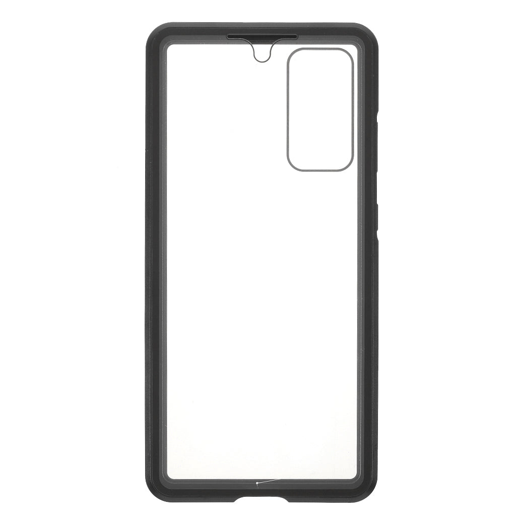 For Samsung Galaxy S20 FE 4G / 5G / S20 Lite / S20 FE 2022 Double-sided Tempered Glass + Magnetic Metal Frame Phone Case - Black