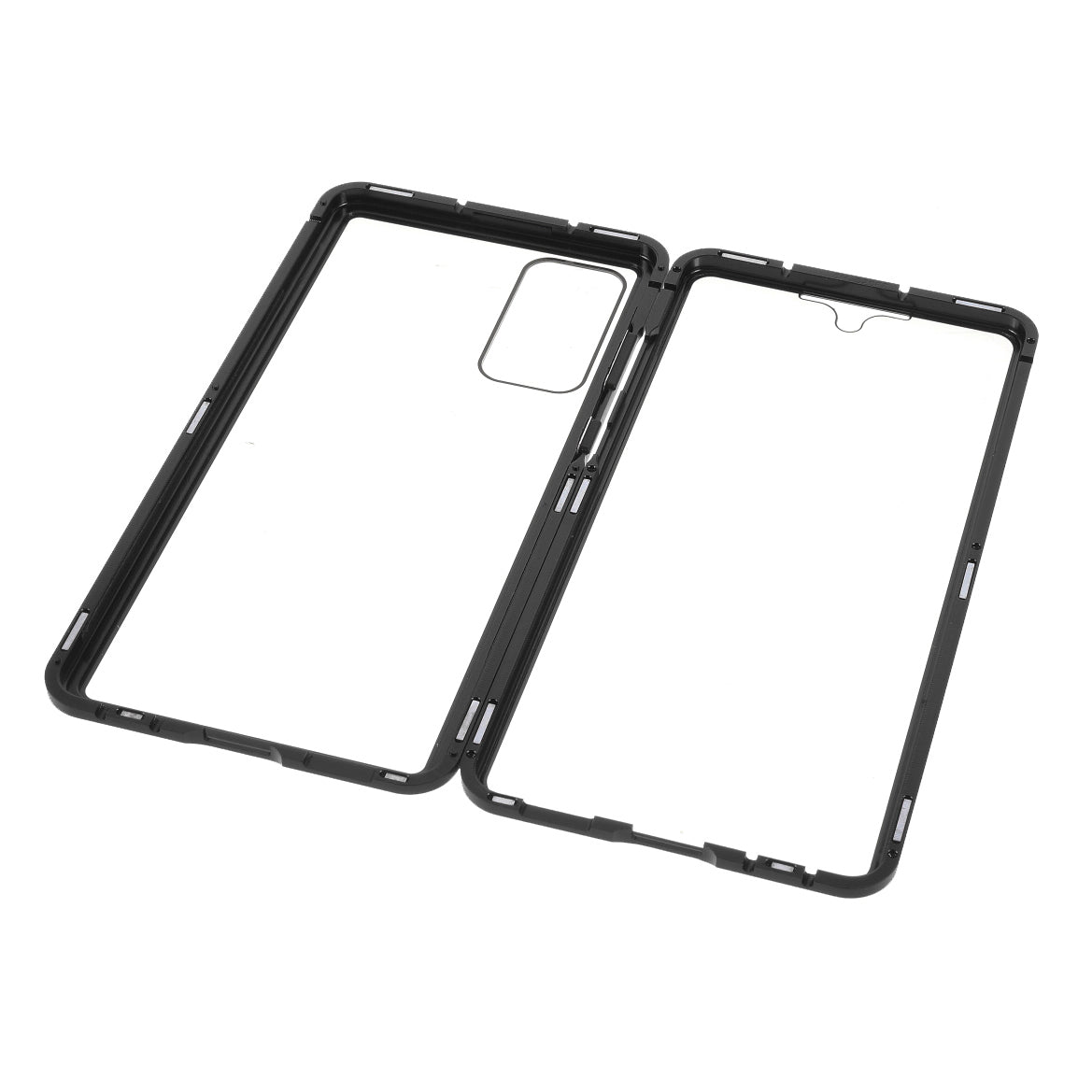 For Samsung Galaxy S20 FE 4G / 5G / S20 Lite / S20 FE 2022 Double-sided Tempered Glass + Magnetic Metal Frame Phone Case - Black