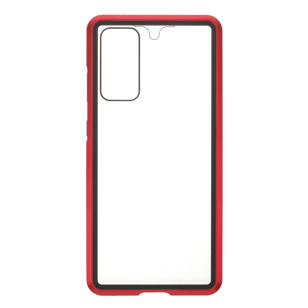 For Samsung Galaxy S20 FE 4G / 5G / S20 Lite / S20 FE 2022 Double-sided Tempered Glass + Magnetic Metal Frame Phone Case - Red