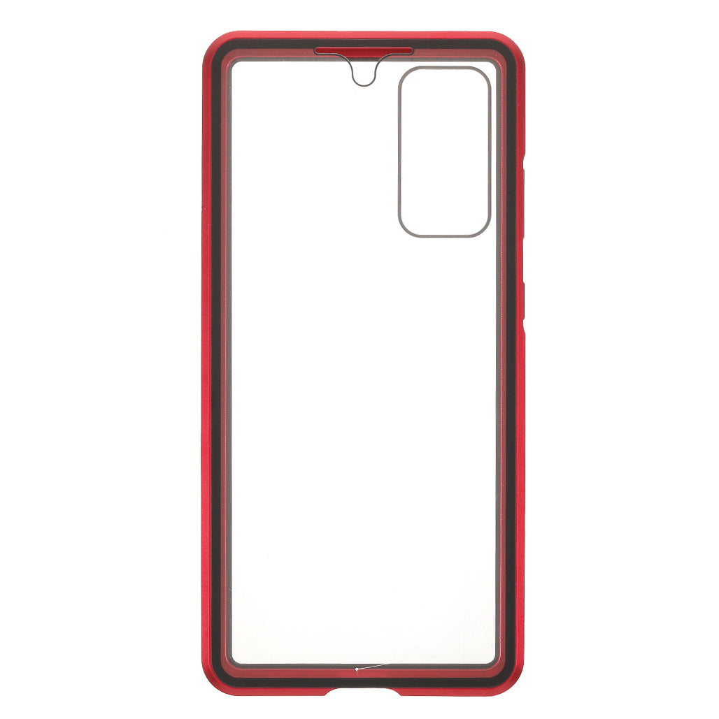 For Samsung Galaxy S20 FE 4G / 5G / S20 Lite / S20 FE 2022 Double-sided Tempered Glass + Magnetic Metal Frame Phone Case - Red