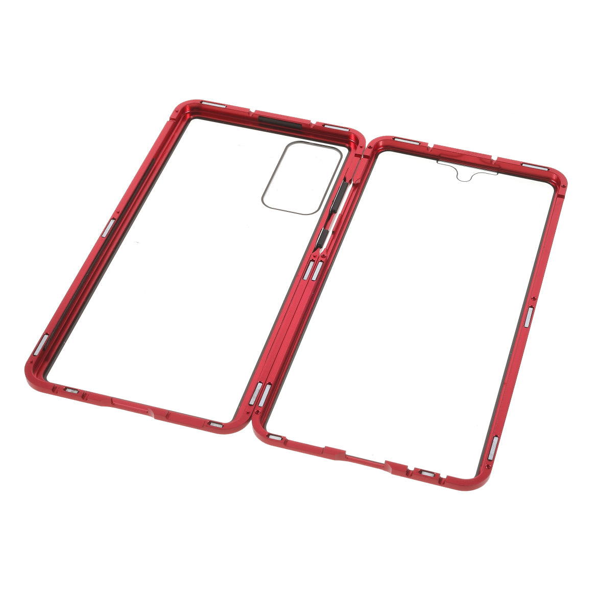 For Samsung Galaxy S20 FE 4G / 5G / S20 Lite / S20 FE 2022 Double-sided Tempered Glass + Magnetic Metal Frame Phone Case - Red