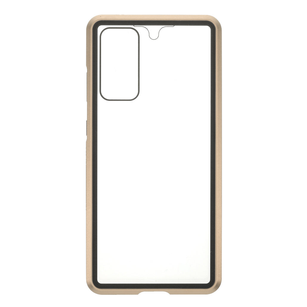 For Samsung Galaxy S20 FE 4G / 5G / S20 Lite / S20 FE 2022 Double-sided Tempered Glass + Magnetic Metal Frame Phone Case - Gold