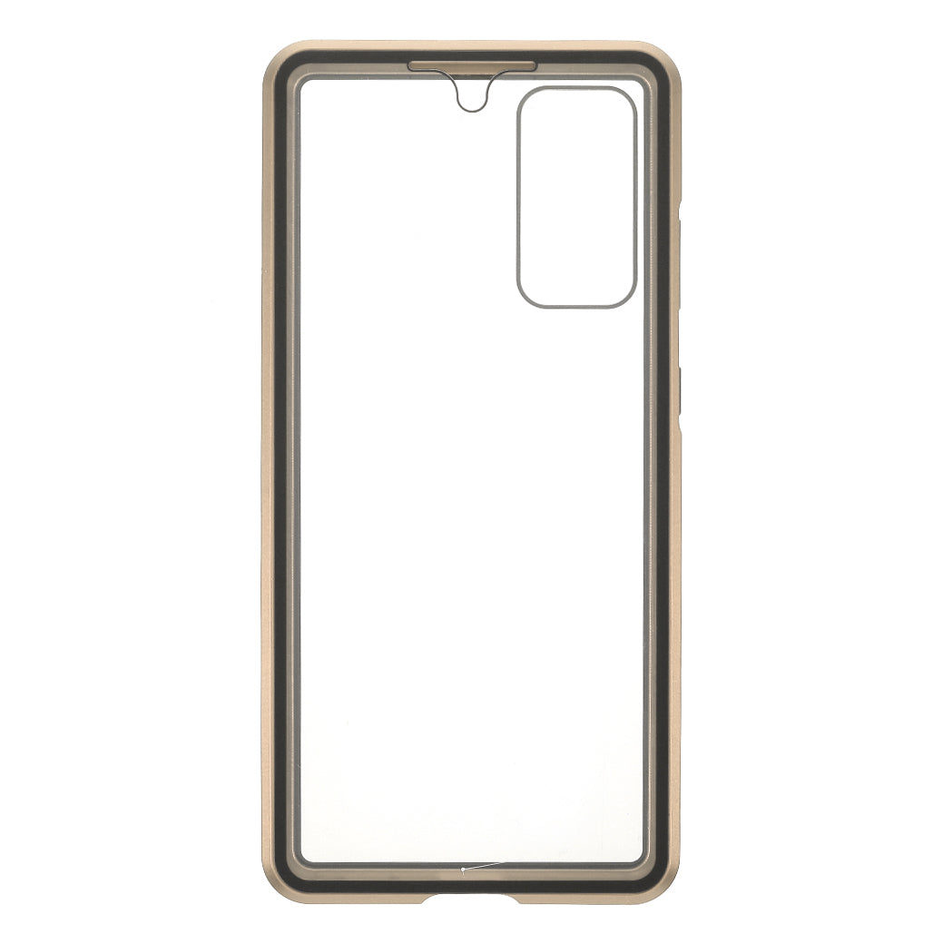 For Samsung Galaxy S20 FE 4G / 5G / S20 Lite / S20 FE 2022 Double-sided Tempered Glass + Magnetic Metal Frame Phone Case - Gold