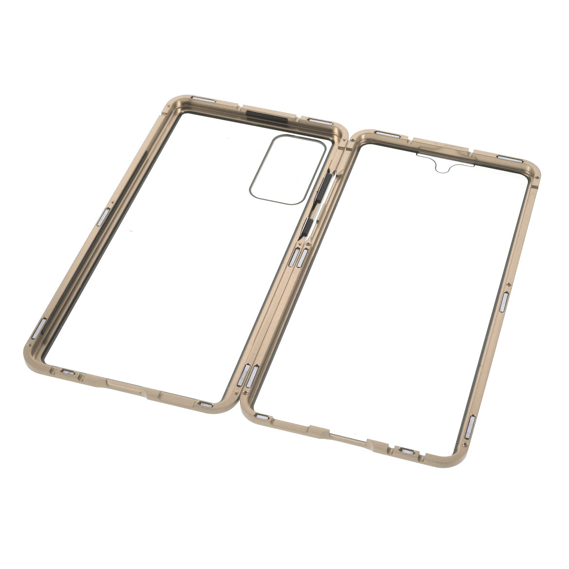 For Samsung Galaxy S20 FE 4G / 5G / S20 Lite / S20 FE 2022 Double-sided Tempered Glass + Magnetic Metal Frame Phone Case - Gold