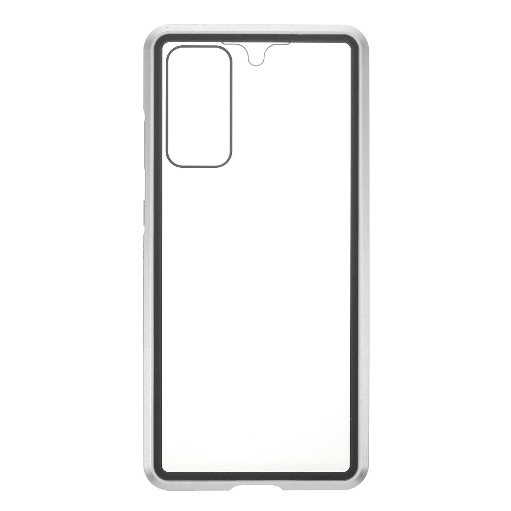 For Samsung Galaxy S20 FE 4G / 5G / S20 Lite / S20 FE 2022 Double-sided Tempered Glass + Magnetic Metal Frame Phone Case - Silver