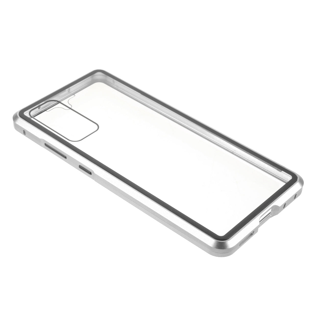 For Samsung Galaxy S20 FE 4G / 5G / S20 Lite / S20 FE 2022 Double-sided Tempered Glass + Magnetic Metal Frame Phone Case - Silver