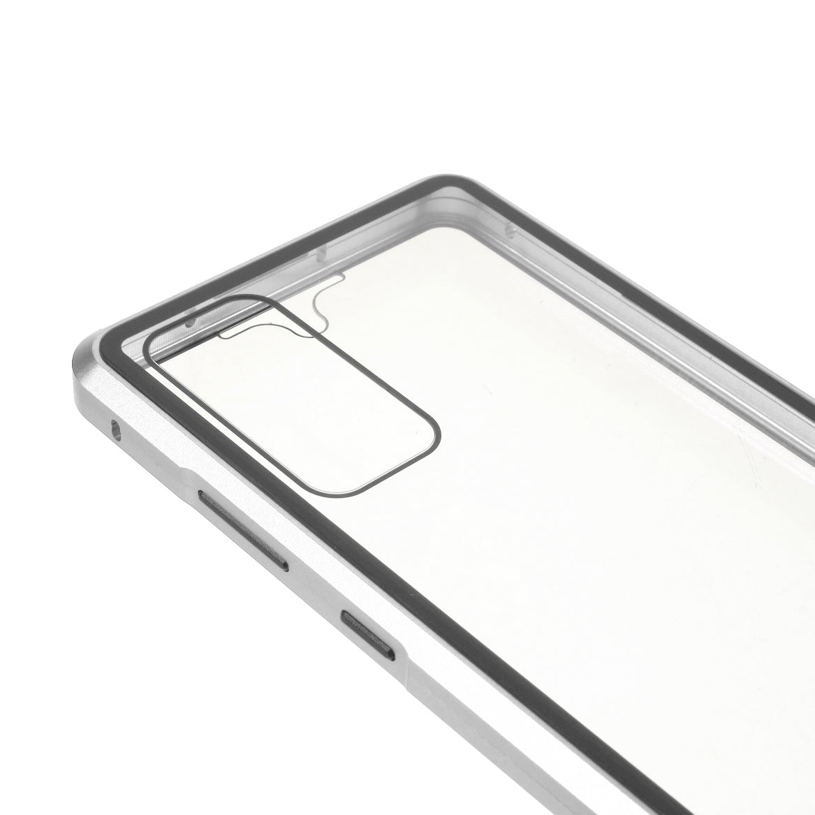 For Samsung Galaxy S20 FE 4G / 5G / S20 Lite / S20 FE 2022 Double-sided Tempered Glass + Magnetic Metal Frame Phone Case - Silver