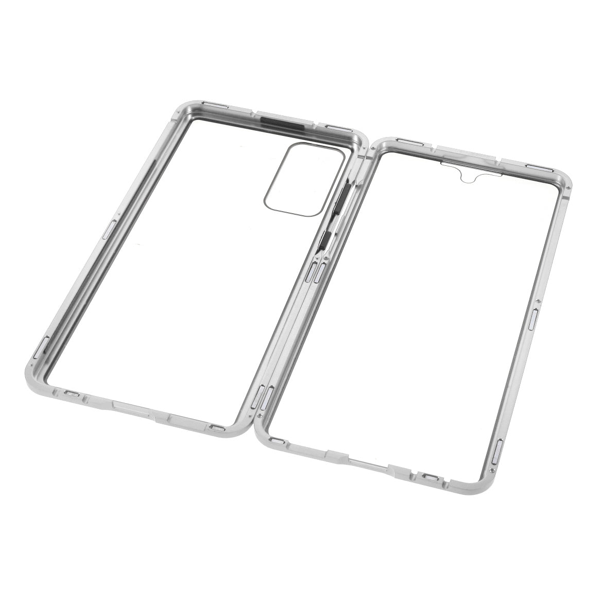 For Samsung Galaxy S20 FE 4G / 5G / S20 Lite / S20 FE 2022 Double-sided Tempered Glass + Magnetic Metal Frame Phone Case - Silver