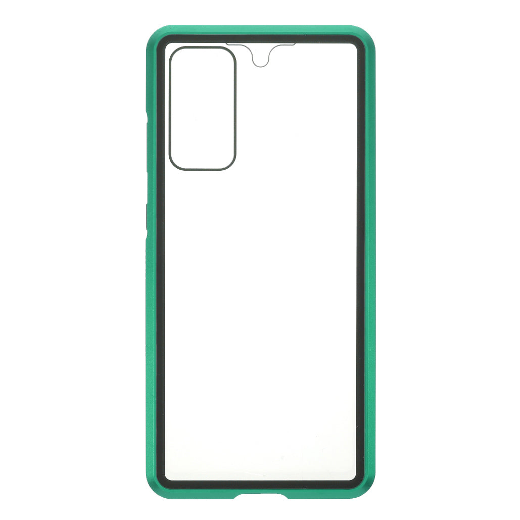 For Samsung Galaxy S20 FE 4G / 5G / S20 Lite / S20 FE 2022 Double-sided Tempered Glass + Magnetic Metal Frame Phone Case - Green