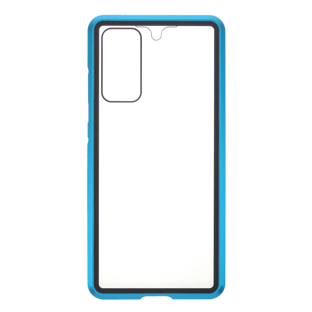 For Samsung Galaxy S20 FE 4G / 5G / S20 Lite / S20 FE 2022 Double-sided Tempered Glass + Magnetic Metal Frame Phone Case - Blue