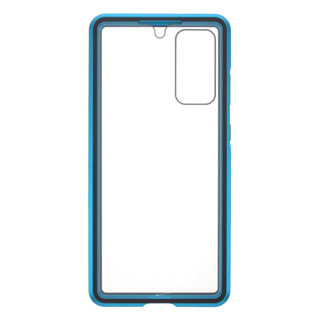 For Samsung Galaxy S20 FE 4G / 5G / S20 Lite / S20 FE 2022 Double-sided Tempered Glass + Magnetic Metal Frame Phone Case - Blue