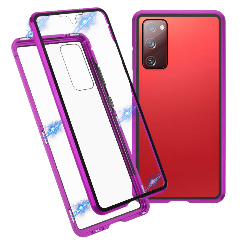 For Samsung Galaxy S20 FE 4G / 5G / S20 Lite / S20 FE 2022 Double-sided Tempered Glass + Magnetic Metal Frame Phone Case - Purple